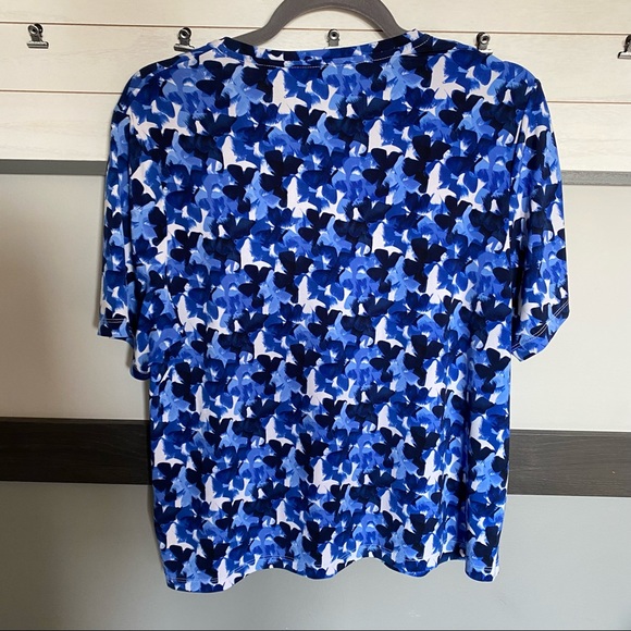 ALLISON DALEY short sleeve stretch woman blouse size medium petite butterfly pri - Picture 8 of 10